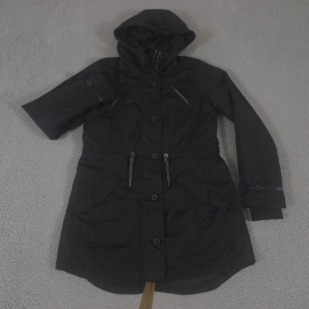 Athleta Jacket Women Small Black Primaloft Peak Parka Hooded Insulated Long Coat